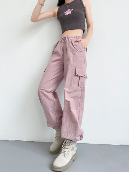 Hip-Hop Style Women Fashion Drawstring Casual Wide-Leg Jogger Pants
