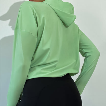 Top deportivo informal de manga larga de color liso para mujer, resistente a los rayos UV