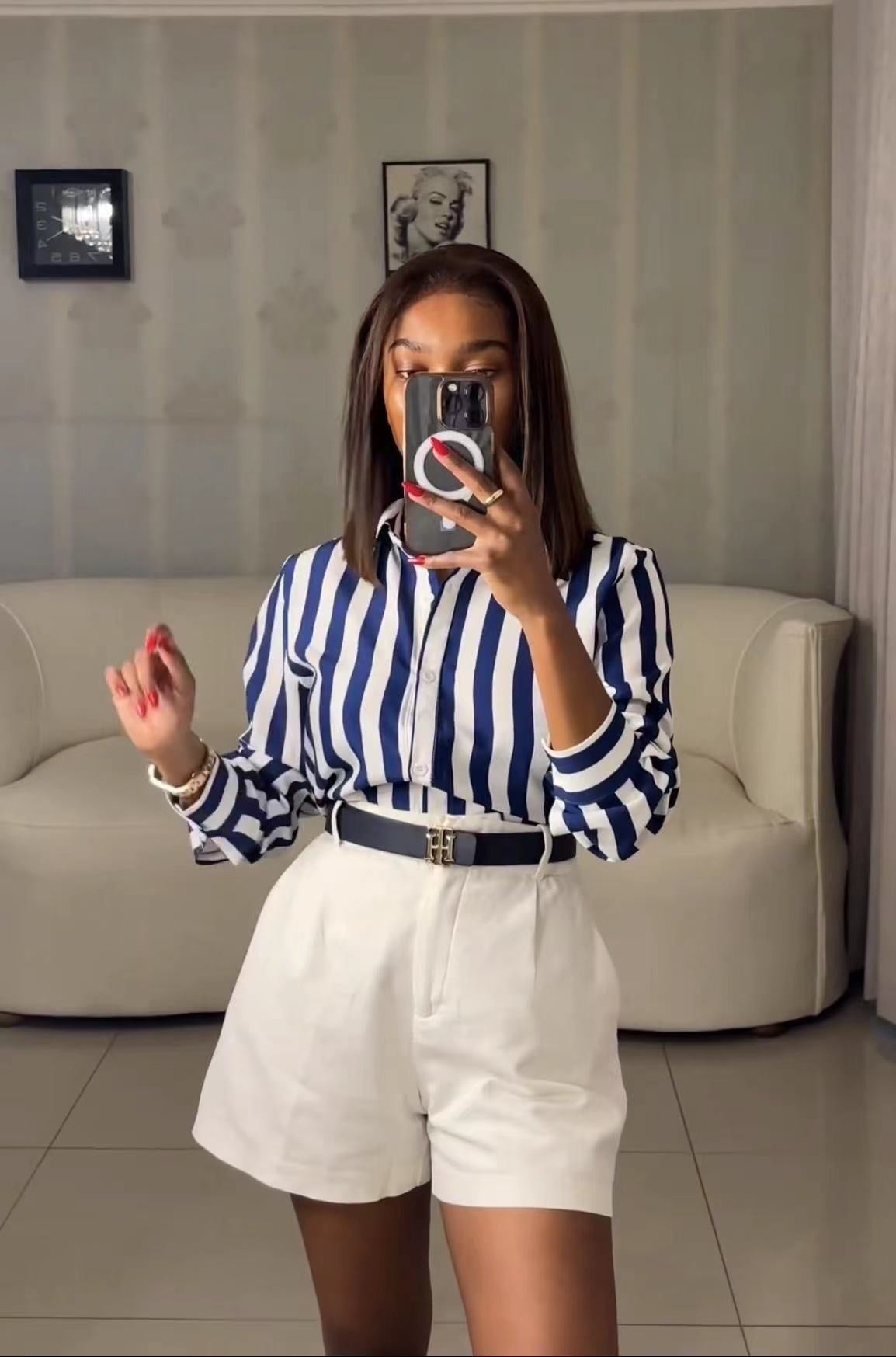 Women Fashion Casual Solid Color High Waist Shorts