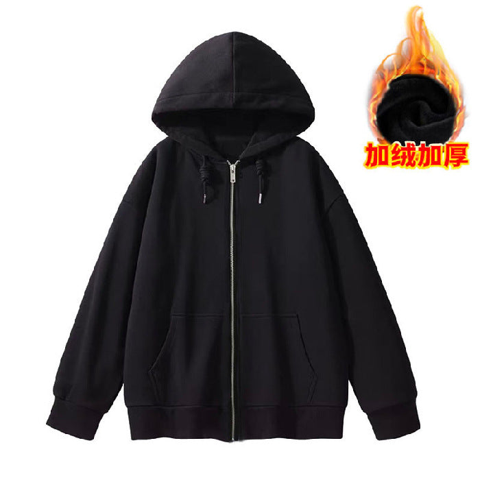 Sudadera con capucha y cremallera holgada informal de invierno para mujer