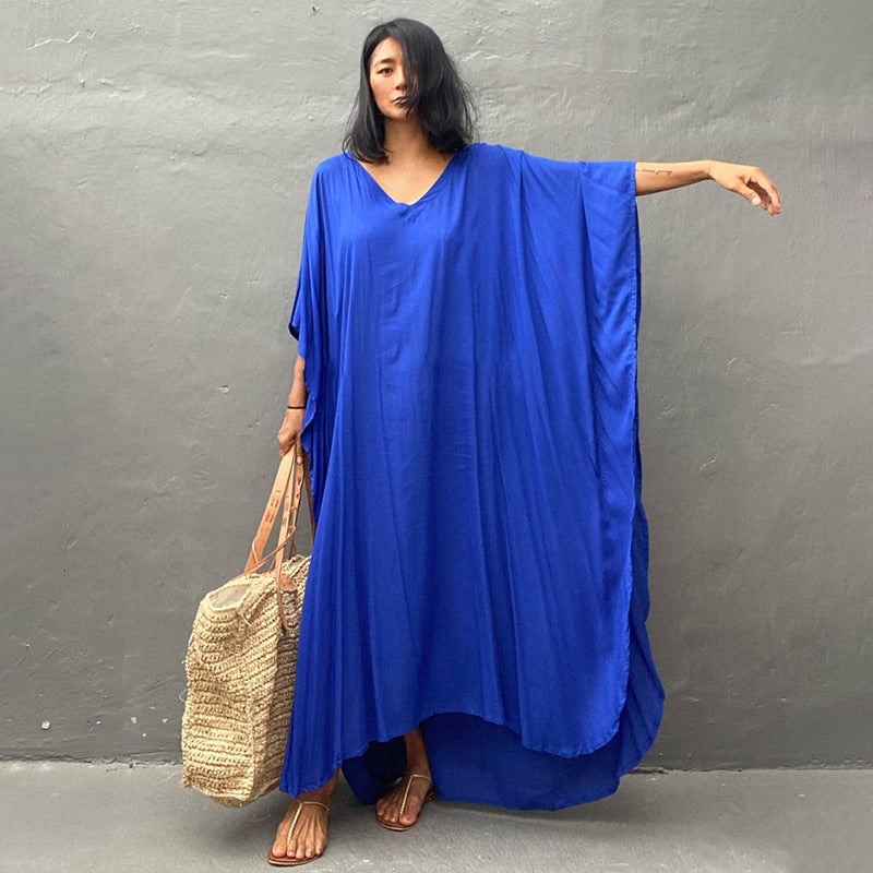 Traje de baño largo informal de color liso para mujer, ideal para vacaciones en la playa