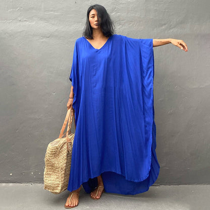 Traje de baño largo informal de color liso para mujer, ideal para vacaciones en la playa