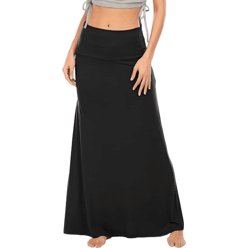 Women Solid Color High Waist Casual Loose Long Dress