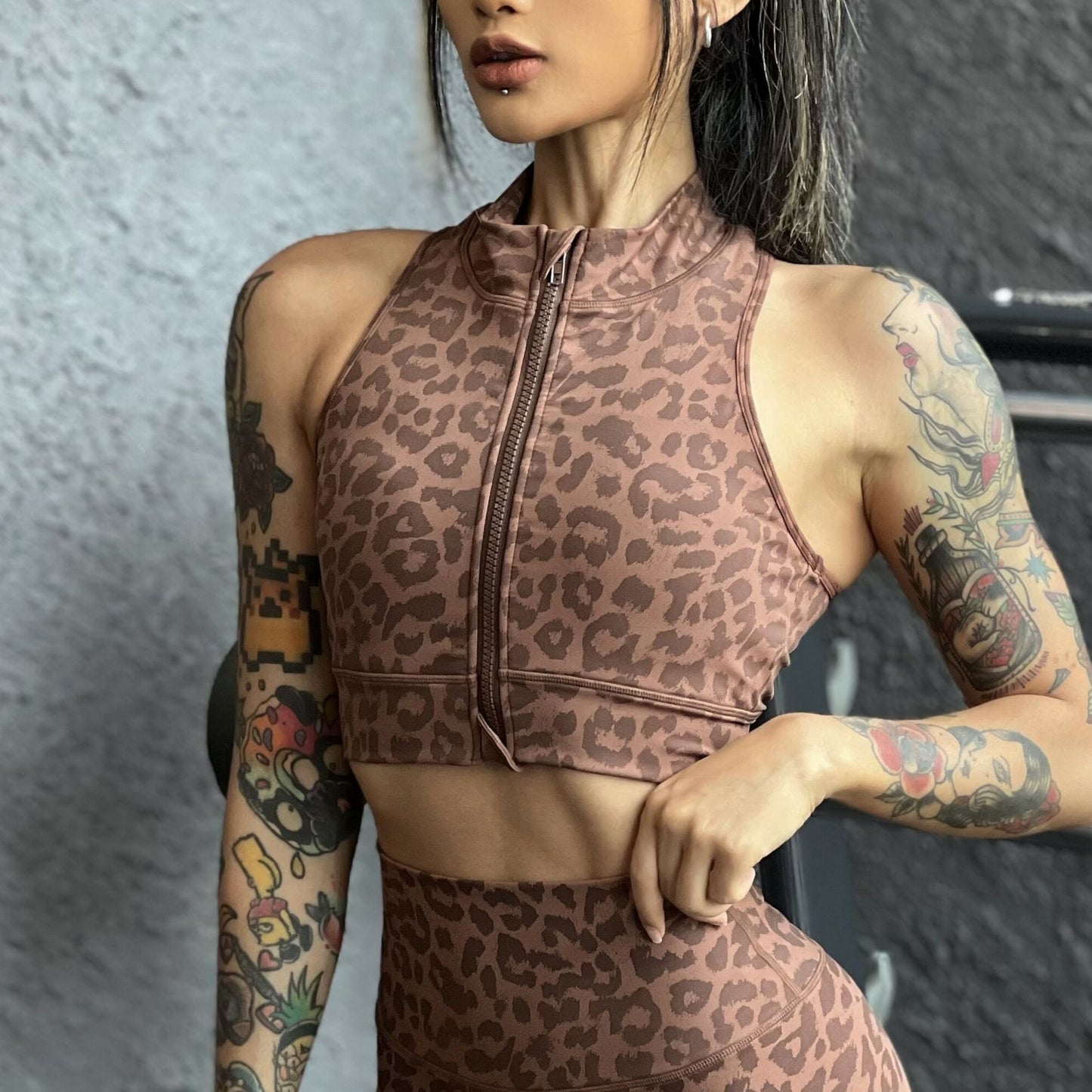 Fashion Casual Women Leopard Print Sports Tight Sleeveless Sports Bras