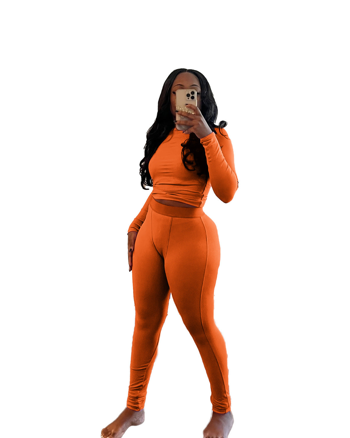 Conjunto deportivo de dos piezas para mujer, estilo casual, con top de manga larga y pantalones ajustados para yoga