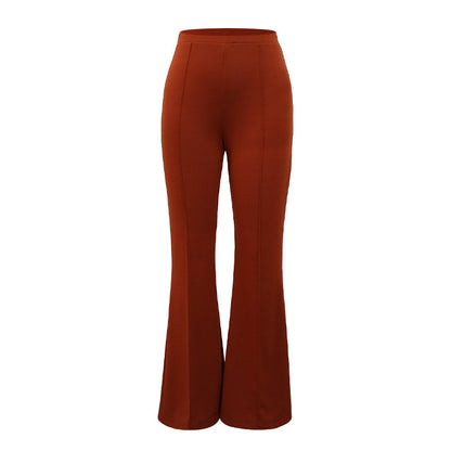 Women Fashion Casual Solid Color Wide Leg Micro-Flared Pants