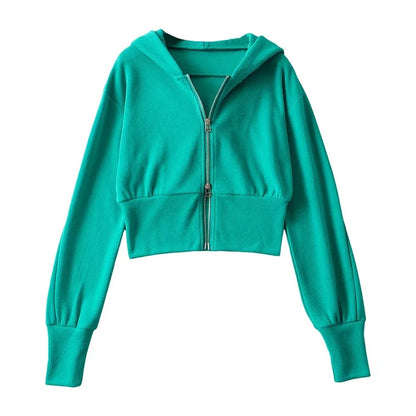 Sudadera con capucha de manga larga con cremallera doble holgada informal a la moda para mujer