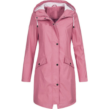 Plus Size Fashion Casual Autumn Winter Women Outdoor Solid Color Hooded Trench Coat