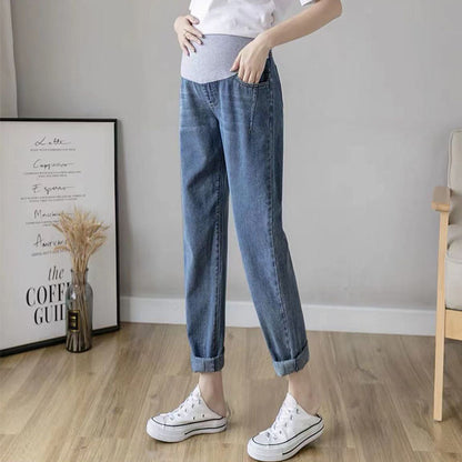 Pregnant Women Fashion Casual High Waist Belly-Supporting Jeans