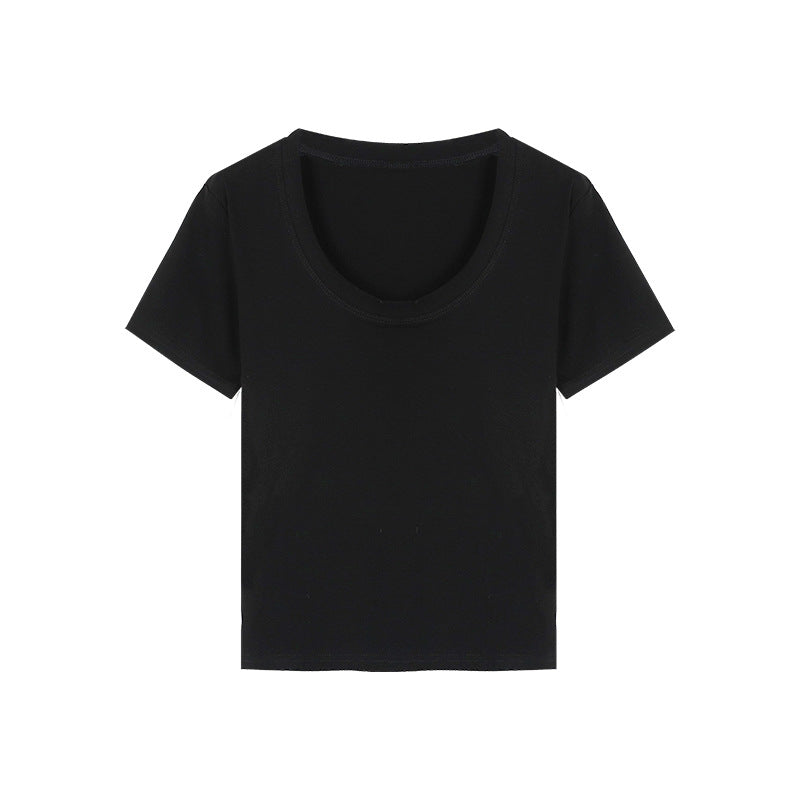 Camiseta informal de verano para mujer, con cuello en U, color liso, de manga corta y sin mangas
