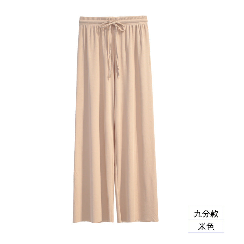 Pantalones casuales de pierna ancha y holgados de color sólido para mujer