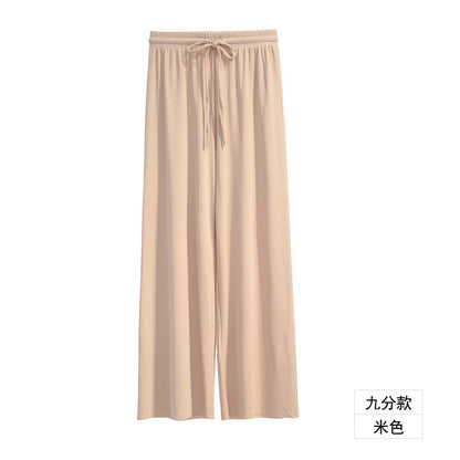 Pantalones casuales de pierna ancha y holgados de color sólido para mujer