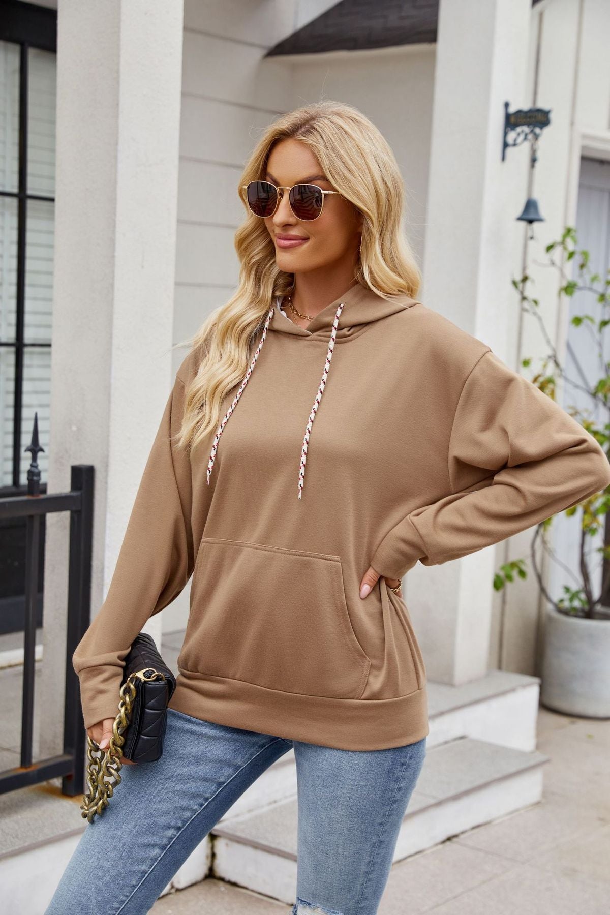 Autumn Winter Women Fashion Casual Solid Color Long Sleeve Hoodies