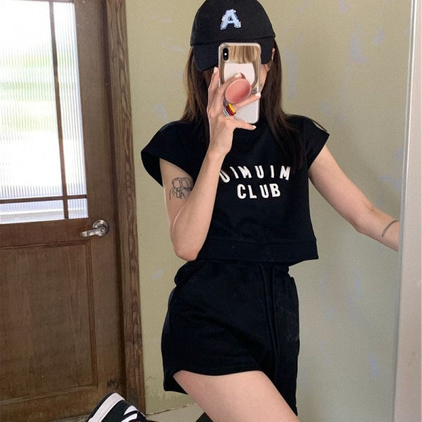 Casual Fashion Women Summer Short-Sleeved T-Shirt Sportswear Shorts Two-Piece Set