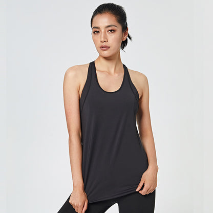 Camiseta deportiva sin mangas con cuello redondo, informal, holgada, de color liso, para mujer