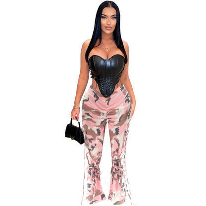 Women Fashion Casual Camouflage Print Trendy Pants