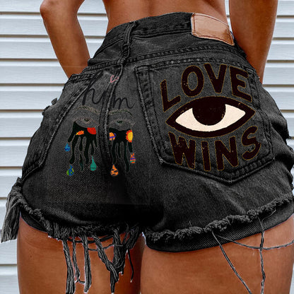 Women Summer Loose Edgy Vintage Casual High Waist Denim Shorts