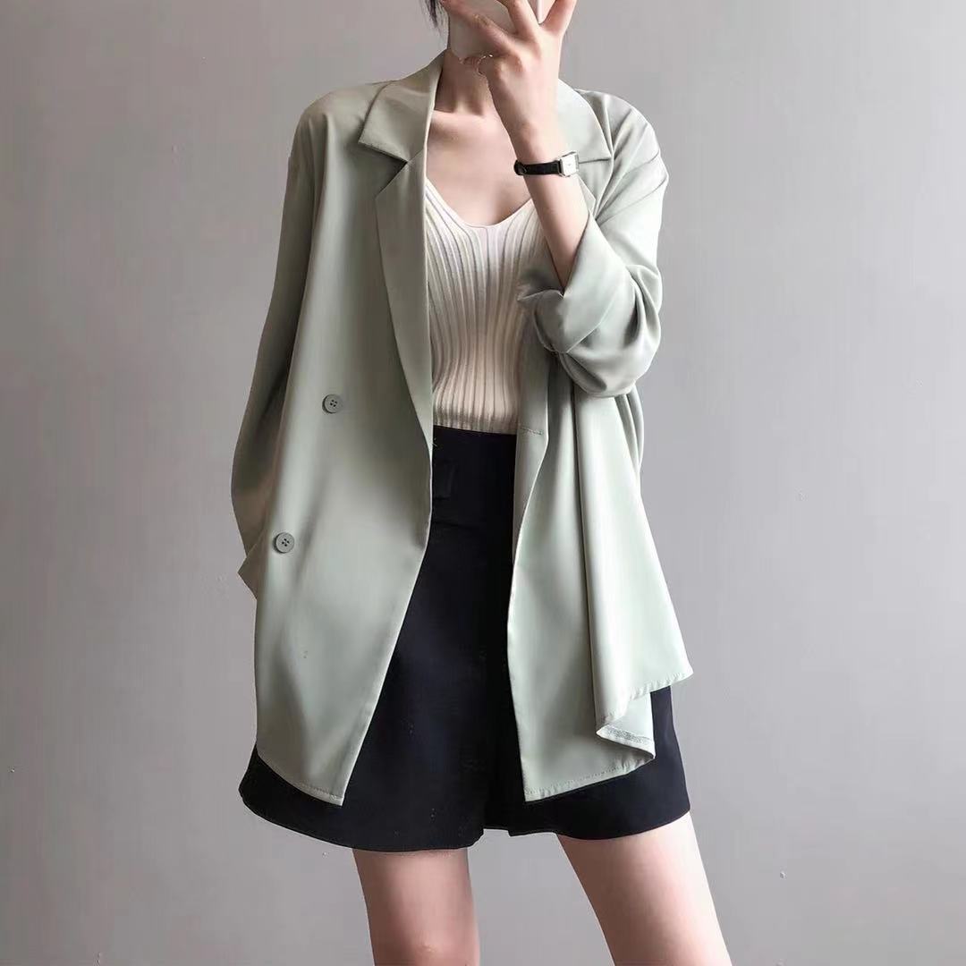 Blazer holgado informal de color liso a la moda para mujer