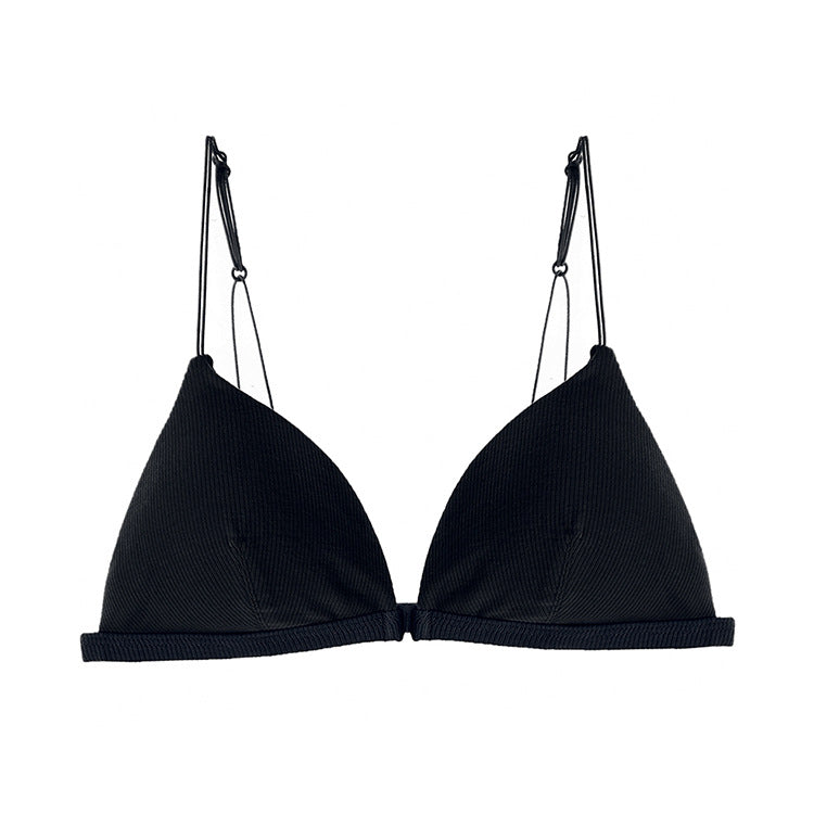 3 Pcs/Set Women Basic Casual Rib Knit Solid Color Bra