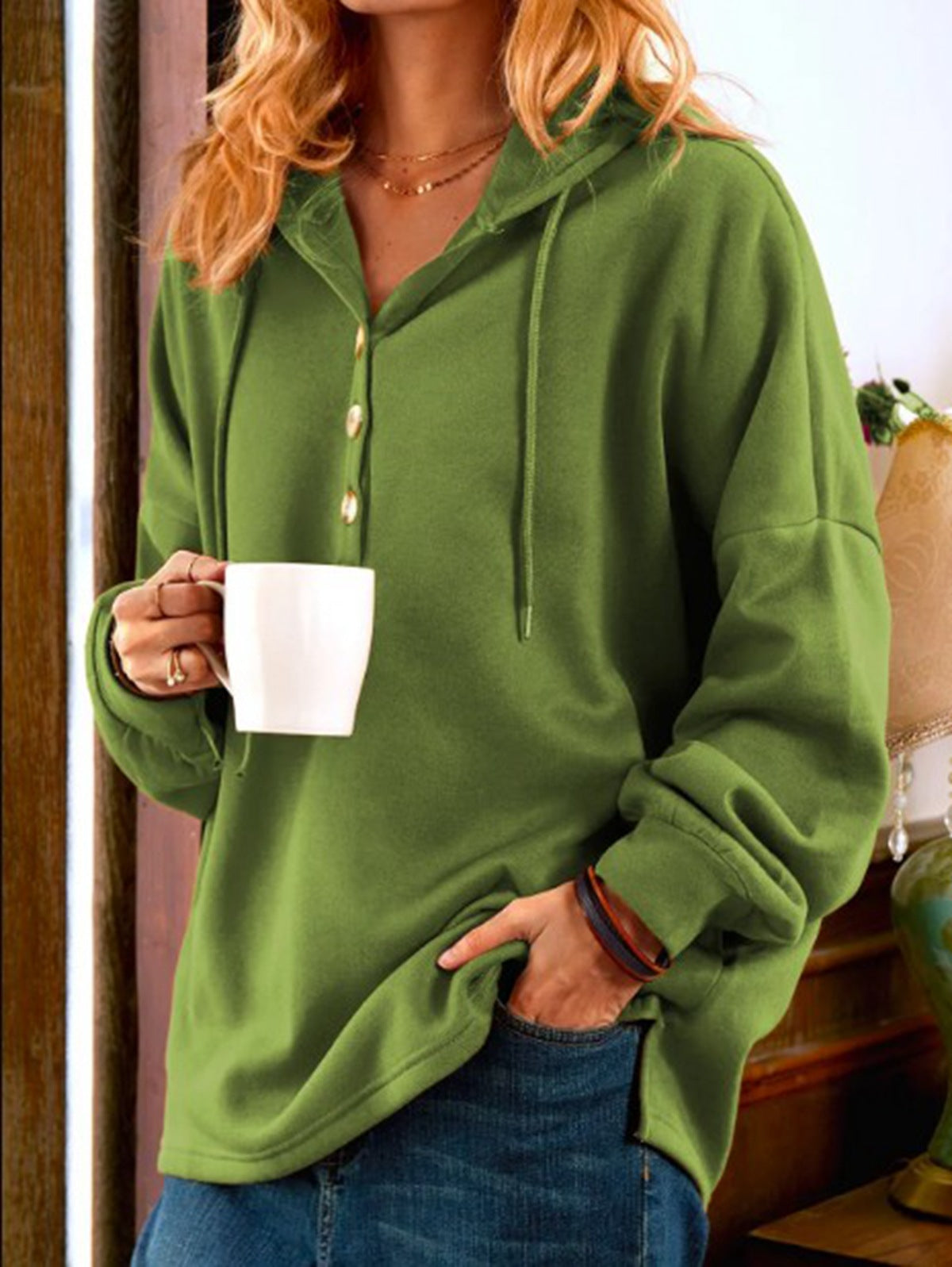 Sudadera con capucha de algodón de color liso para mujer, informal, de invierno, de talla grande