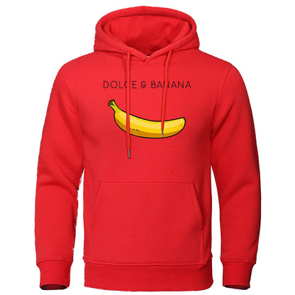 Sudadera con capucha de forro polar con estampado de plátano para hombre y mujer