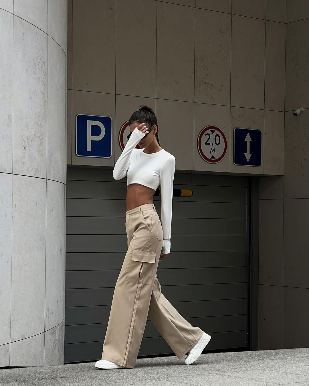 Women Casual Solid Color Cargo Pants
