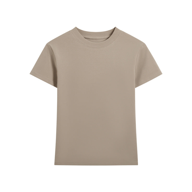 Camiseta informal de manga corta de color liso para mujer