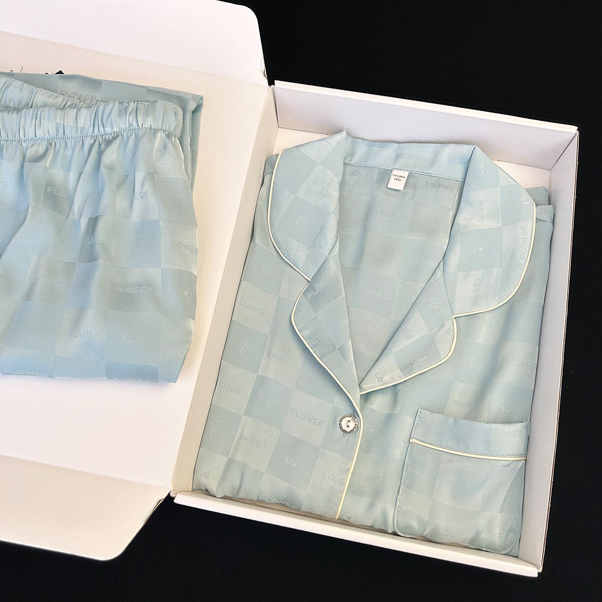 Conjunto de pijama informal con estampado a cuadros para mujer, con mangas y pantalones con solapa