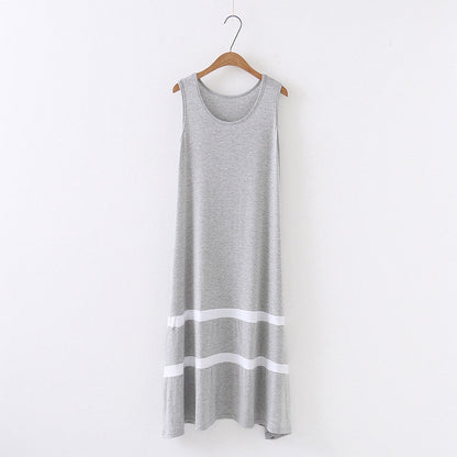 Women Casual Color Matching Sleeveless Loose Sundress