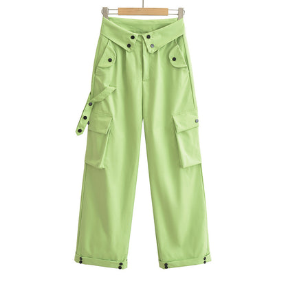 Women Casual Solid Color Loose Street Cargo Pants