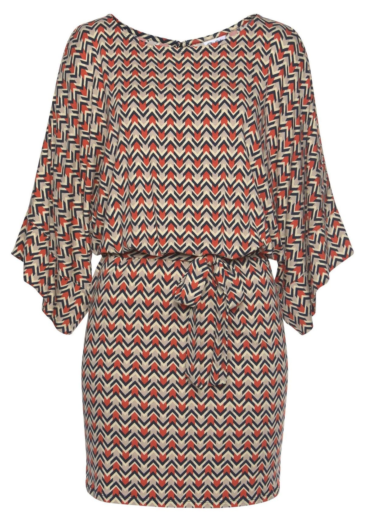 Vestido informal holgado con estampado y mangas abullonadas para mujer
