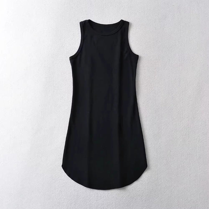 Vestido tipo chaleco sin mangas de color liso básico informal de verano para mujer