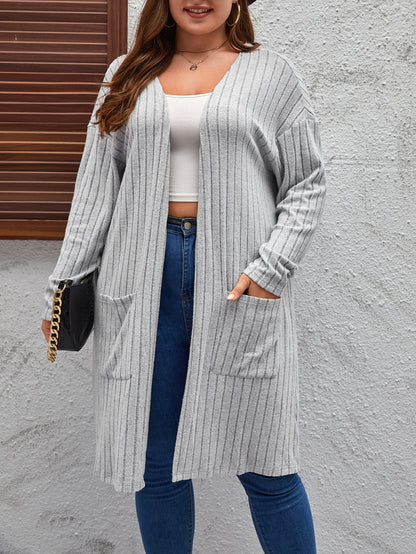Women Fashion Casual Plus Size Long Sleeve Cardigan Knitted Jacket