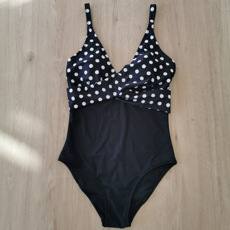 Traje de baño de una pieza con estampado floral y rayas de leopardo para mujer, informal, de verano