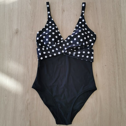 Traje de baño de una pieza con estampado floral y rayas de leopardo para mujer, informal, de verano