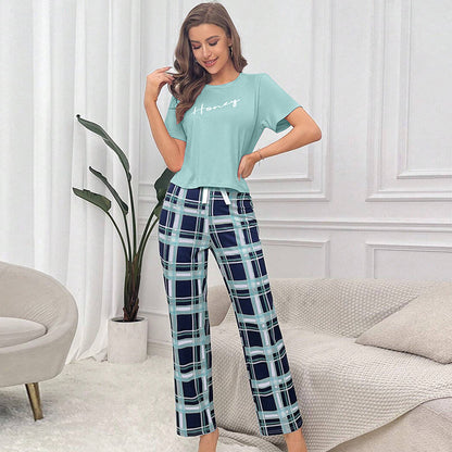 Pijama informal estampado de dos piezas para mujer