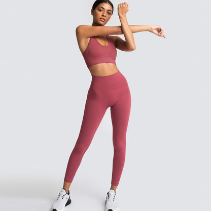 Conjunto deportivo de 2 piezas para mujer, informal, de color sólido, sin mangas, con pantalones ajustados