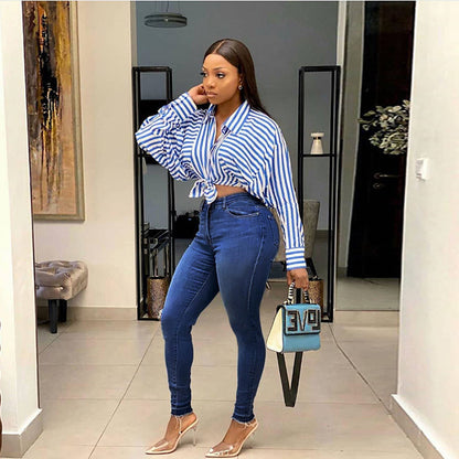 Vaqueros ajustados básicos casuales de color sólido para mujer