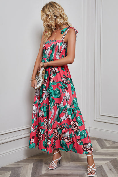 Vacation Women Casual Fashion Backless Printed Strap Maxi Dress