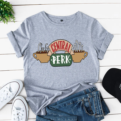 Camiseta informal de manga corta de Central Perk para mujer