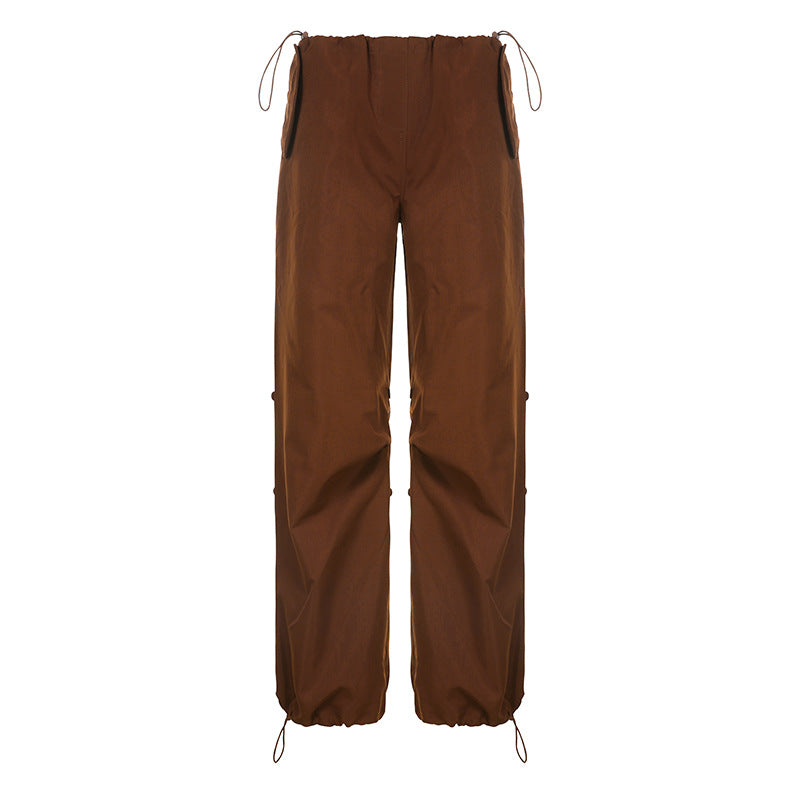 Women Fashion Casual Solid Color Loose Cargo Pants