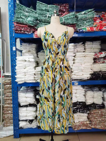 Vestido informal con estampado geométrico y tirantes para mujer, moda de verano