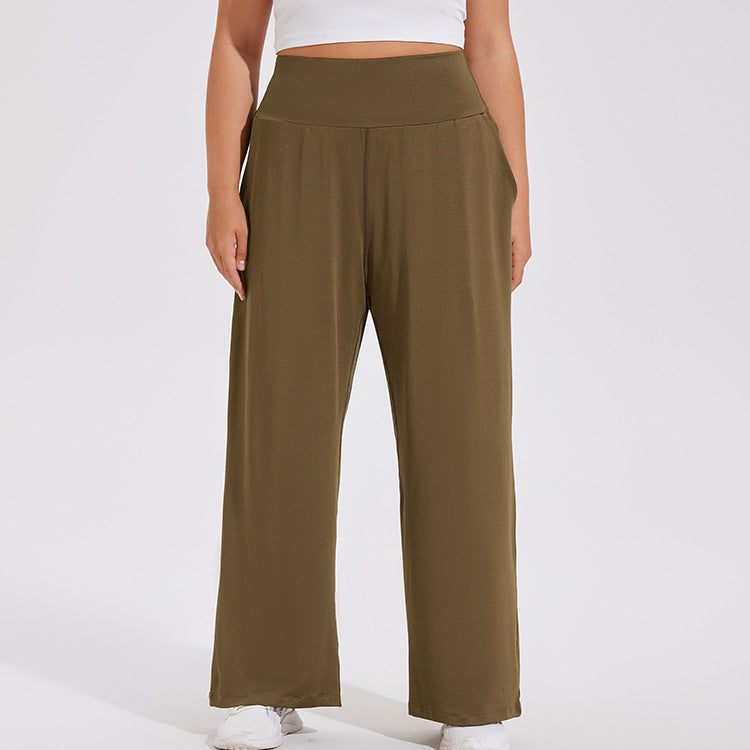 Pantalones acampanados deportivos de cintura alta para mujer, informales, de talla grande, para yoga y fitness