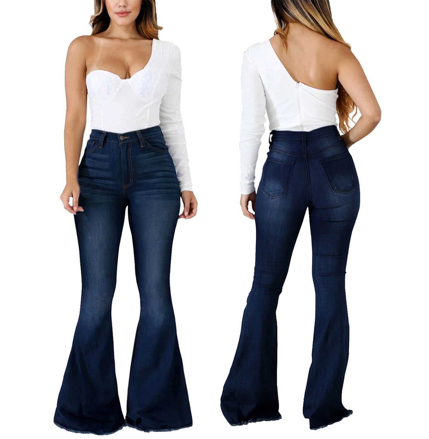 Women Casual Denim Bodycon Flared Jeans