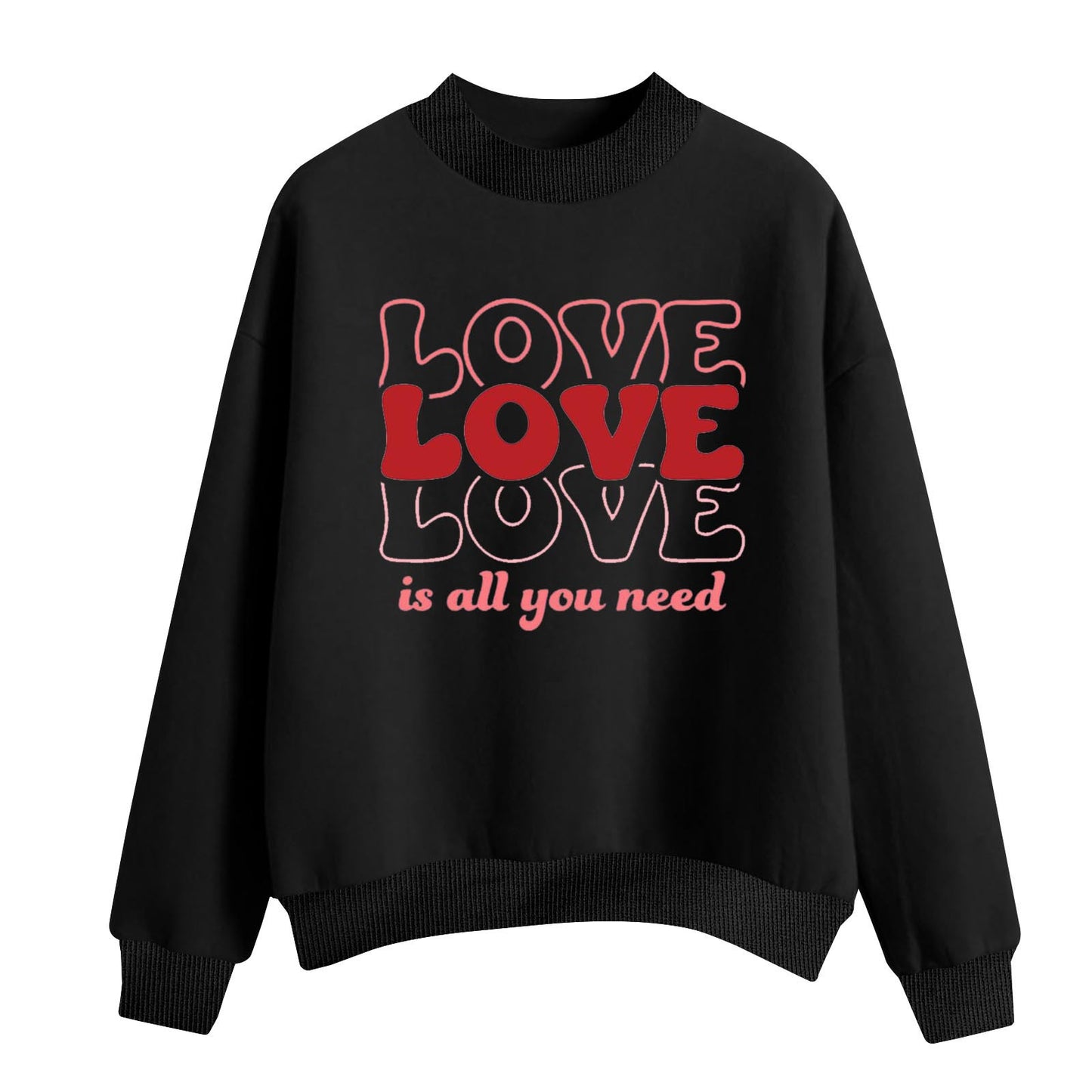 Suéter holgado informal de manga larga con cuello redondo y estampado de letras de amor para mujer para el Día de San Valentín