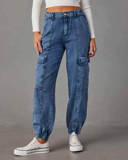 Pantalones vaqueros cargo holgados informales a la moda para mujer