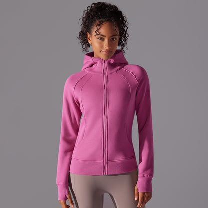 Women Casual Outdoor Running Sport Zip Hooded Top