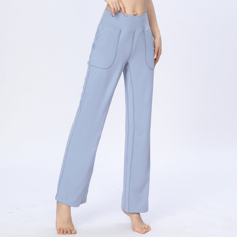 Women Casual Solid Color Yoga High Waist Sports Pants