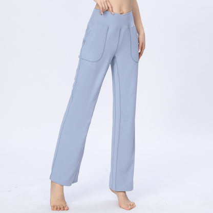 Women Casual Solid Color Yoga High Waist Sports Pants