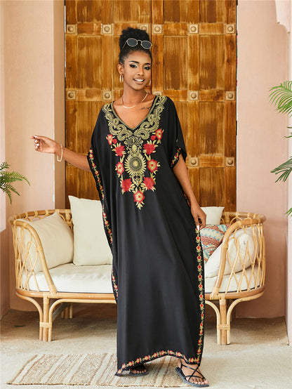 Traje de baño largo con bordado floral para mujer, estilo casual, para vacaciones